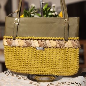 Made with Ribbon yarn. One-of-a-kind, handmade. Special handler, ready for autum